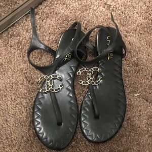 Black Sandals w/Gold trim